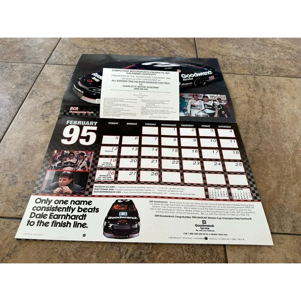 Vtg Nascar Calendar 1995 16th Annual Superstars Earnhardt Gordon
